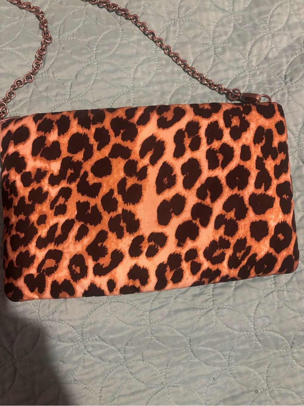 Prada Leopard-Print Chain Crossbody in Black and Tan - Picture 5 of 5